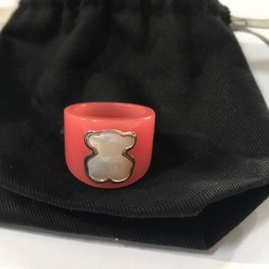 Tous acrylic and mother of pearl ring